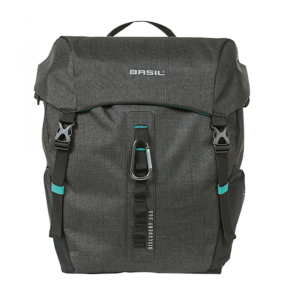 Basil Gepäckträgertasche Discovery 365D MIK Hooks Einzeltasche 9 Liter - wasserabweisend - mit Regenhülle Karabiner Schultergurt & Klettbefestigung