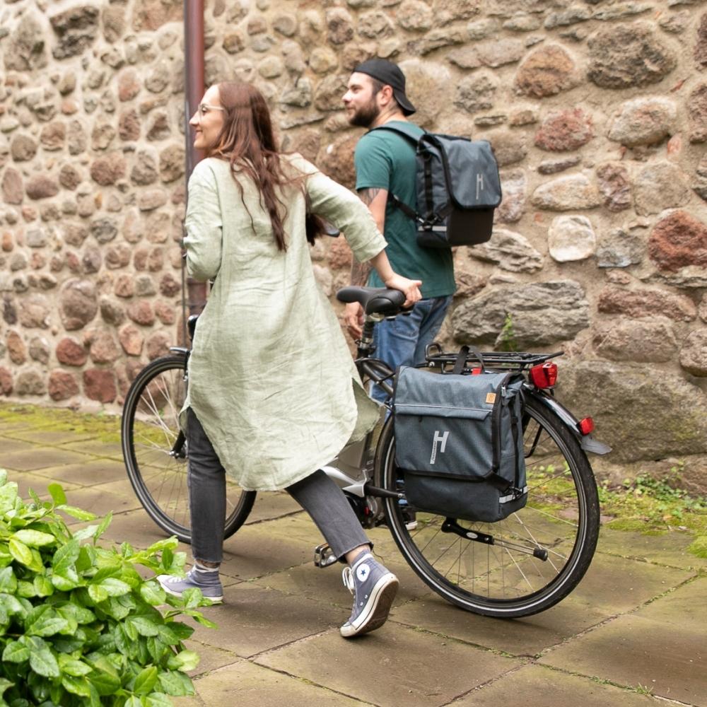 Haberland Sporty Fahrrad Rucksack / Gepäckträgertasche anthrazit - vielseitiger 2-in-1 Allrounder