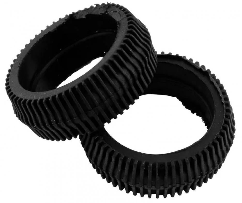 Zwei schwarze, gerippte Axa HR Rubber Runner Ersatzlaufräder für Fahrraddynamo.