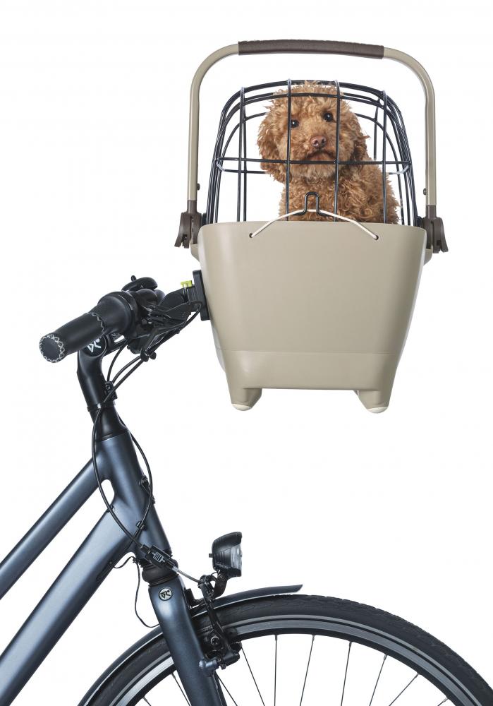 Basil Buddy Hundefahrradkorb Vorderrad mit Klickfix Adapterplatte - Biscotti Brown 45x22x32 cm