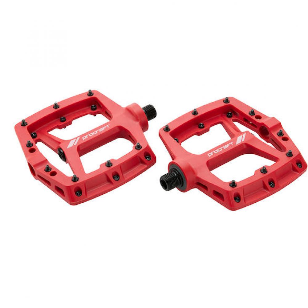 Procraft Pedale Flat Grip Advanced Kunststoff 117 x 114 mm Rot - maximaler Grip und Kontrolle
