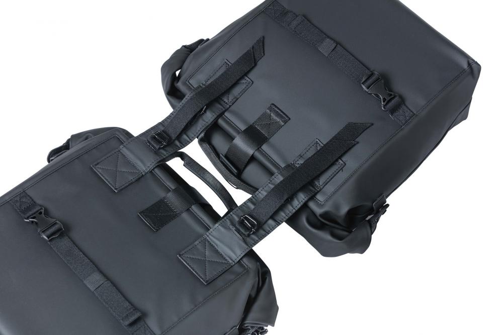 Basil Doppelpacktasche SoHo Nordlicht 41 Liter 31×13×37 cm Schwarz wasserdicht PU mit LED-Streifen