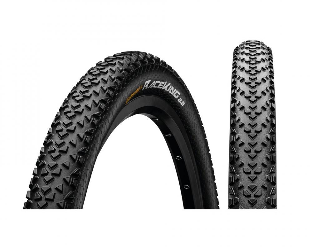 Continental Race King 2.2 E-25 Drahtreifen, 27.5 Zoll, schwarz, mit griffigem Mountainbike-Profil.