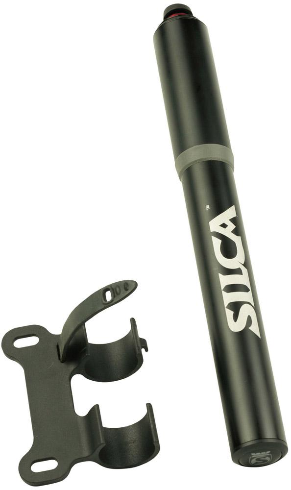SILCA Gravelero Minipumpe 35 % mehr Volumen pro Hub, ausziehbarer Schlauch, kompatibel mit Presta- und Schrader-Ventilen, max. 5,5 bar, inkl. Halterung