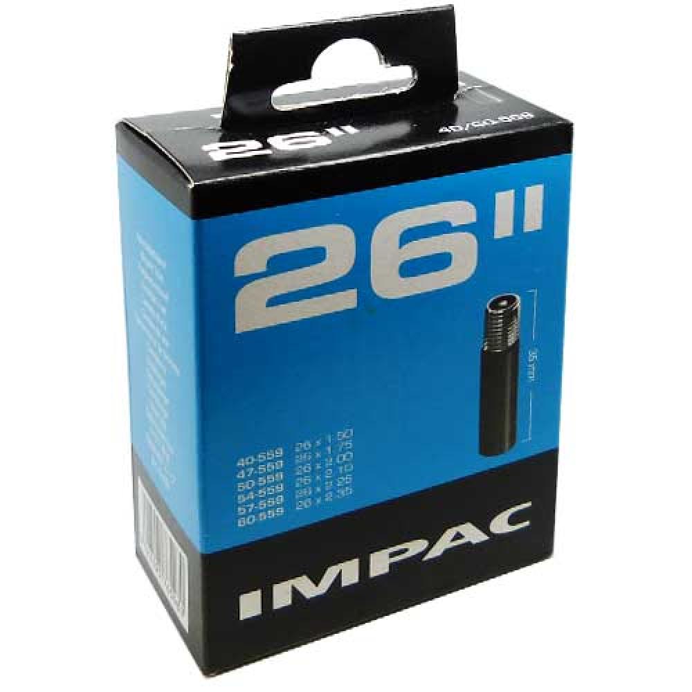 IMPAC Fahrradschlauch 26 Zoll (40/60-559) mit 40mm Autoventil für Mountainbike und Trekkingrad.
