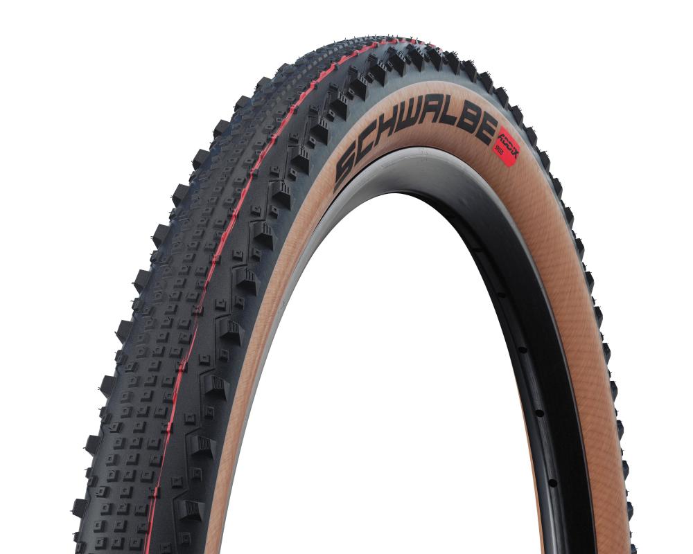 Schwalbe Thunder Burt 29x2.25" MTB Faltreifen schwarz/braun mit Profil und roter Linie auf schwarzer Felge.