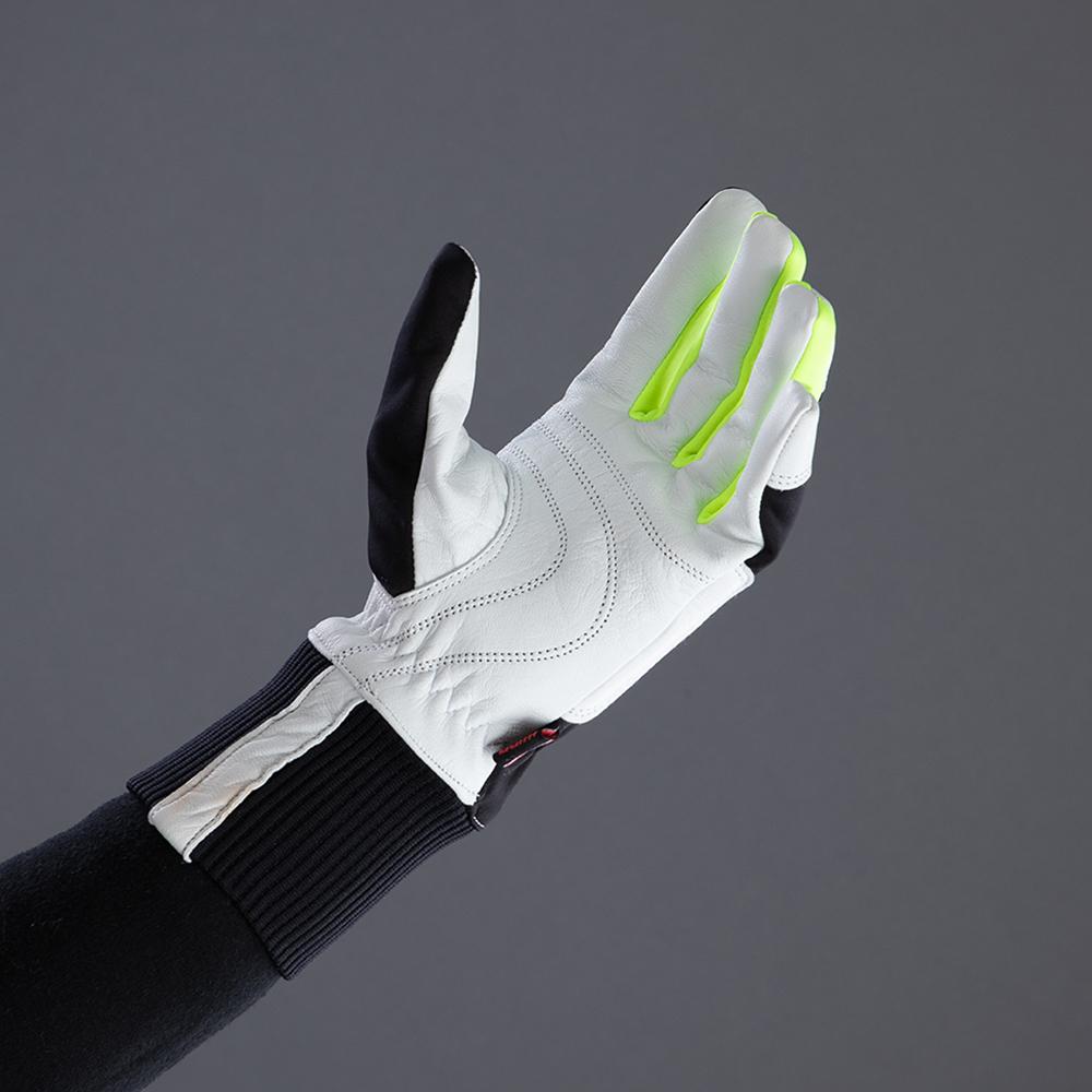 CHIBA Nordic Plus - winddichte, atmungsaktive Radhandschuhe sz/neongel, Gr. 7