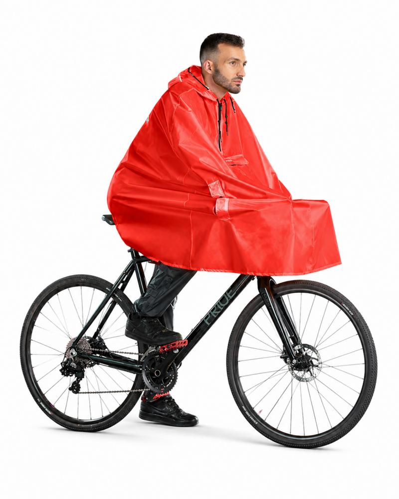 CHIBA Regenponcho - wasserdicht, reflektierend, kompakt, XS/S, rot