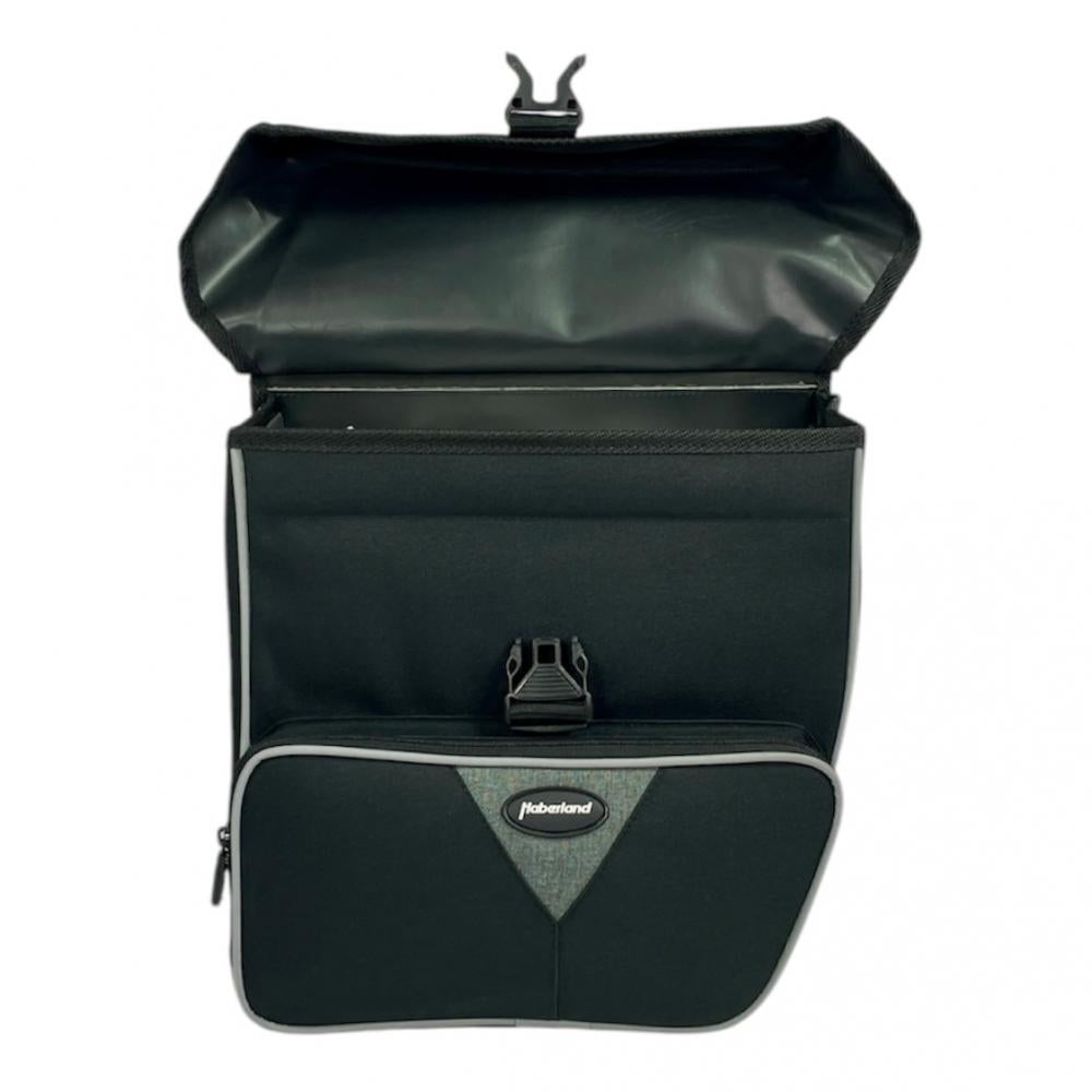 Haberland Doppeltasche Black Line 3.0 33l schwarz - flexible Gepäckträgertasche mit Klappvolumen