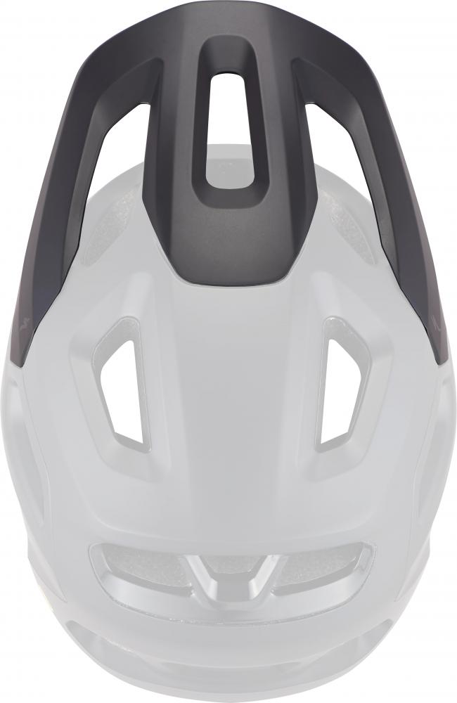 Specialized Tactic 4 MTB-Helm S in Weiß mit dunklem Visier, Draufsicht.