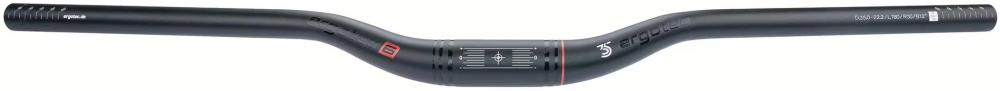 Schwarzer Ergotec Riser Bar 30 Lenker, 780mm breit, 30mm Rise, 12° Backsweep, 35mm Klemmung, Safety Level 6.