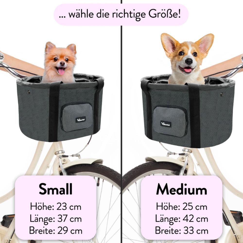 Valkental Fahrradkorb für Hunde medium grau