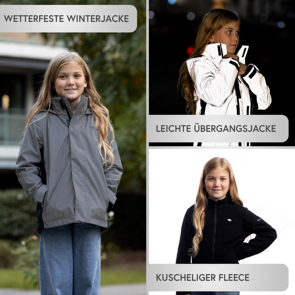 Valkental Kinderjacke 3in1 mit Fleece Zipp-In 140-146 grau