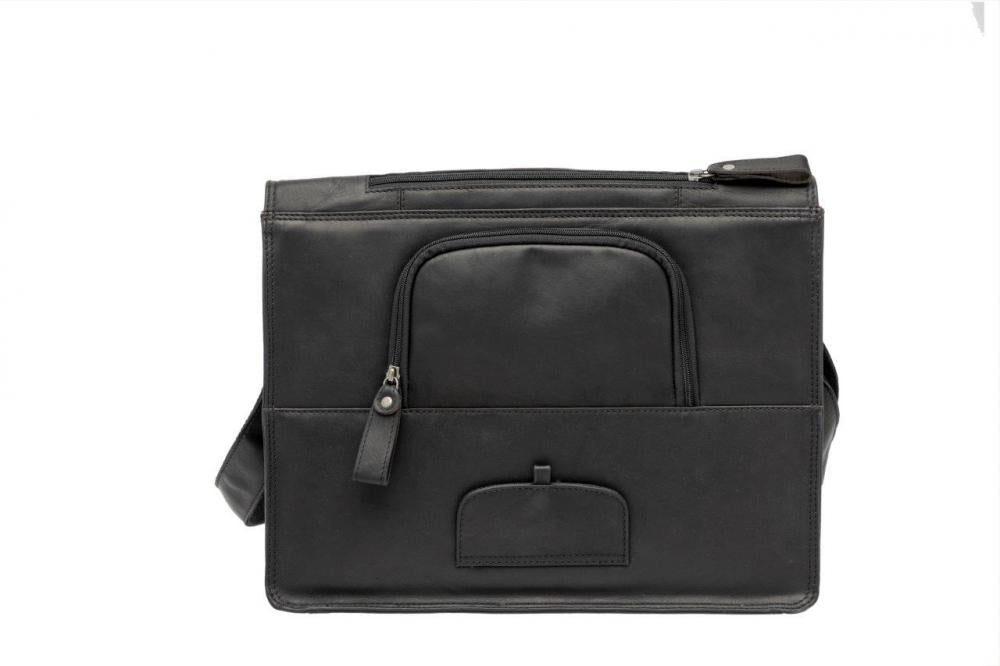 New Looxs Radtasche Fellini Leather Black - elegante Laptop-Gepäckträgertasche