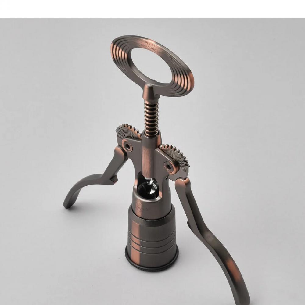 Campagnolo Korkenzieher Big Bronze CTB-BR15 Hochwertiger, in Italien gefertigter Korkenzieher mit selbstzentrierender Teleskop-Glocke und Hebelmechanismus für müheloses Entkorken