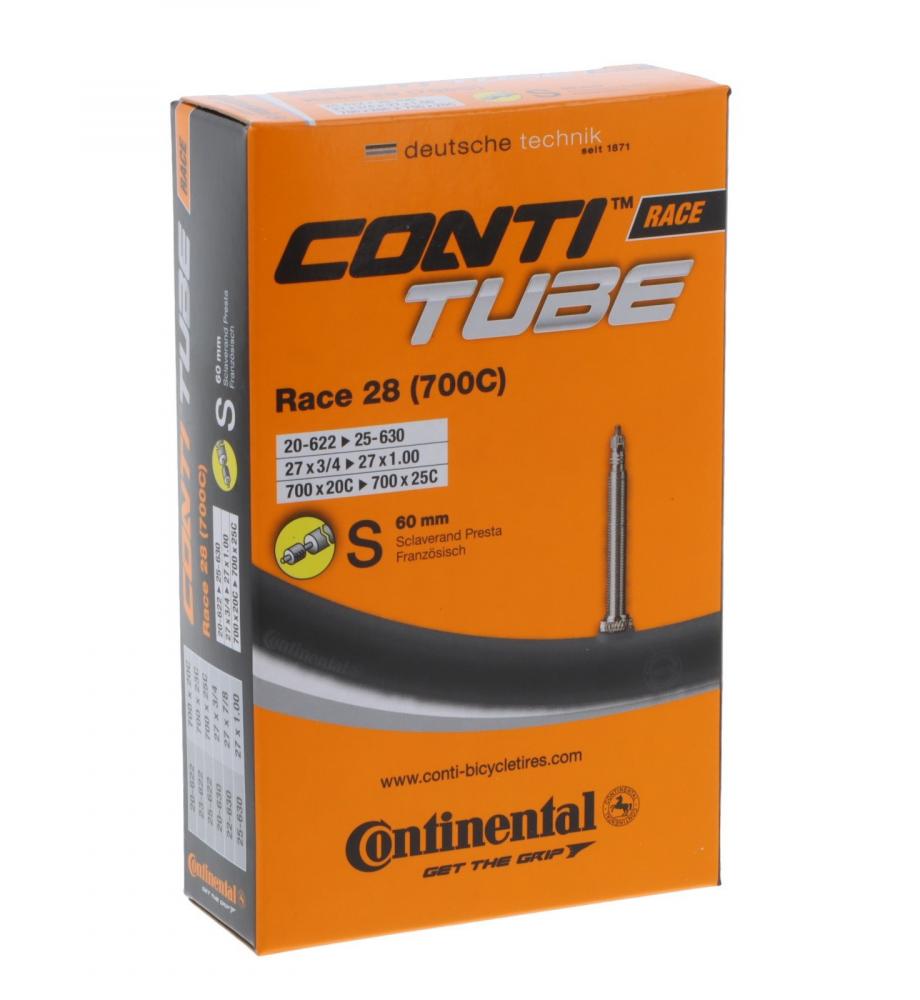 Continental Conti Race 28 Fahrradschlauch 28 Zoll (700C) 20-25-622/630 SV 60mm in orangefarbener Box.
