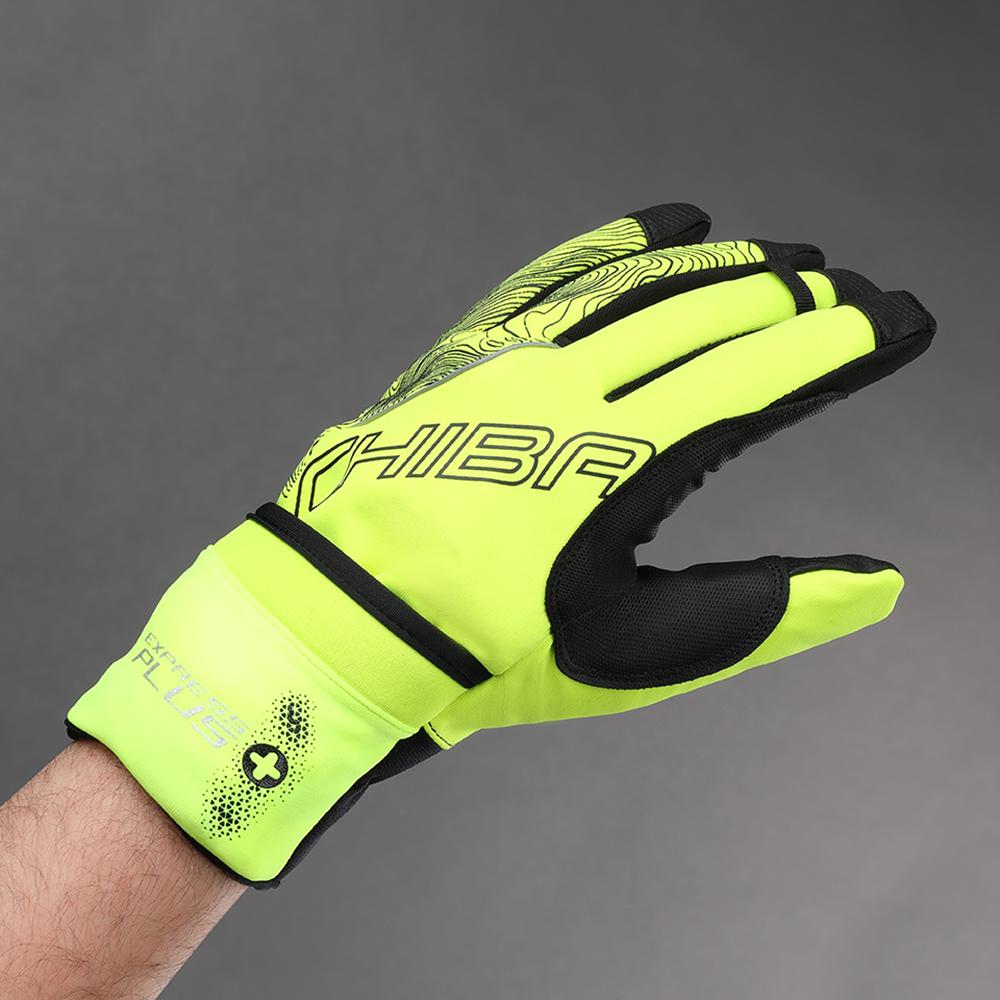 CHIBA Express+ - Radhandschuhe neongelb XXL mit Regenüberzug und Gelpolster
