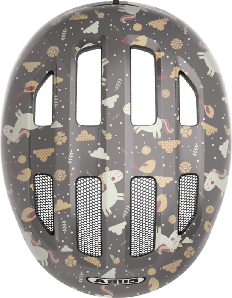 ABUS Smiley 3.0 Kinderhelm grey horse, Größe M 50-55 cm, In-Mold, höhenverstellbar, Belüftung, Reflektoren, ideal für kleine Pferdefans, sicher & bequem
