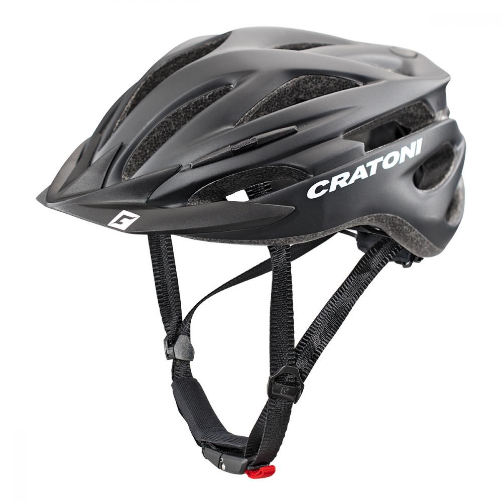 Cratoni Pacer MTB Fahrradhelm schwarz matt L/XL 58-62cm mit Visier und Riemen.