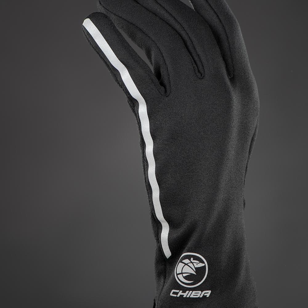 CHIBA New York Marathon - Thermostretch Radhandschuhe schwarz M, Touchfinger, reflektierend
