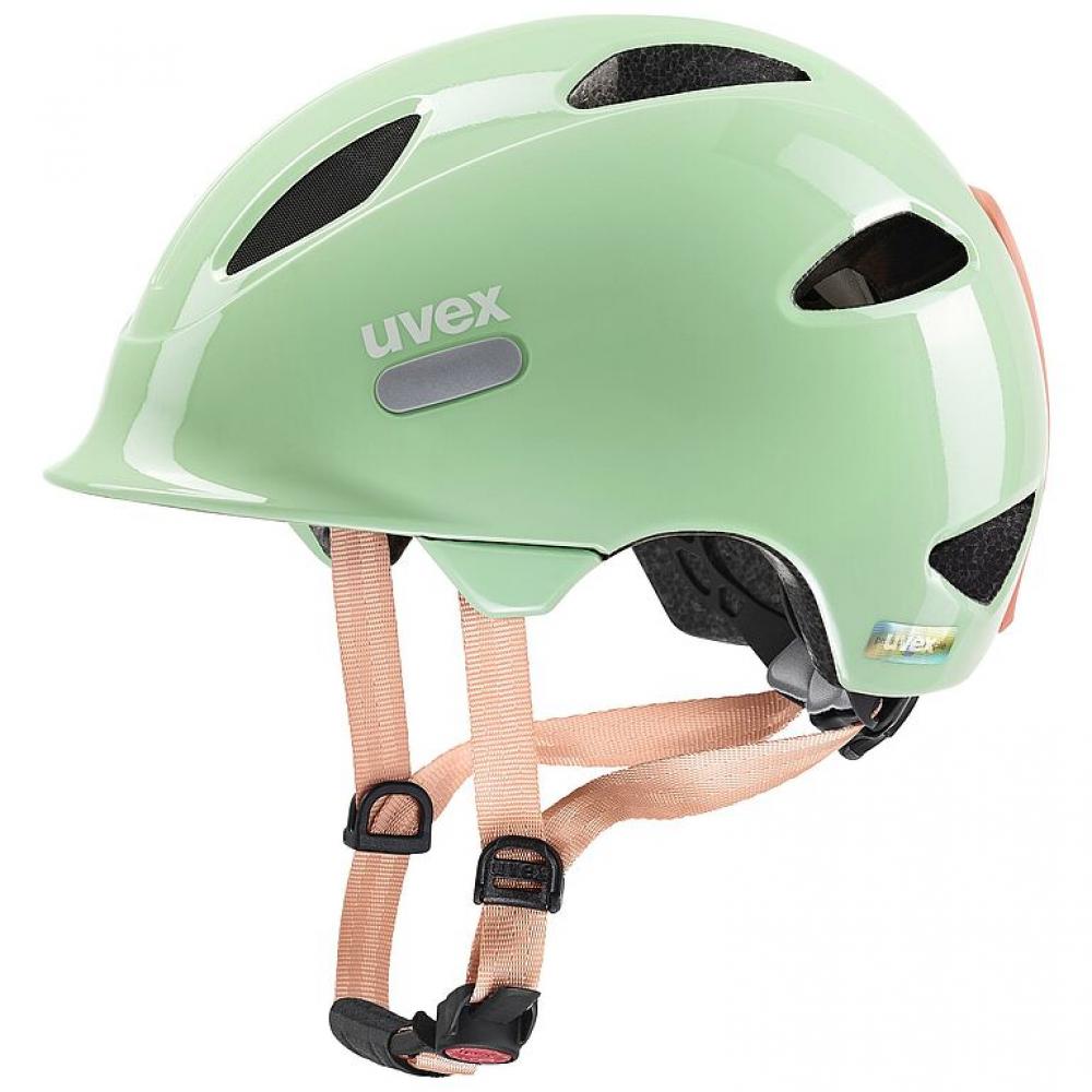 Uvex Oyo Kinderfahrradhelm mint-peach 45-50 cm Leicht, individuell anpassbar, erweiterbar mit LED-Licht, optimaler Stirn- und Schläfenschutz, herausnehmbares Bärchen-Polster