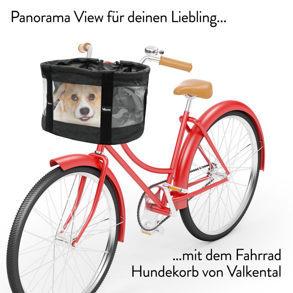 Valkental Fahrradkorb für Hunde medium mit Fenster grau
