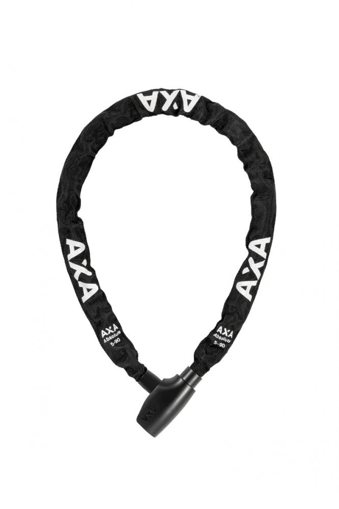 AXA Kettenschloss Absolute 5-90 90 cm, schwarzes sicheres Fahrradschloss mit Click-In-Funktion.