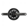 Schwarze SRAM Force AXS Kurbelgarnitur 2x12 46-33T für Rennräder, 175mm Kurbelarmlänge.