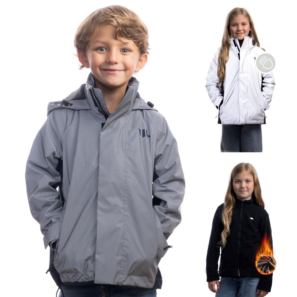 Valkental Kinderjacke 3in1 mit Fleece Zipp-In 116-122 grau