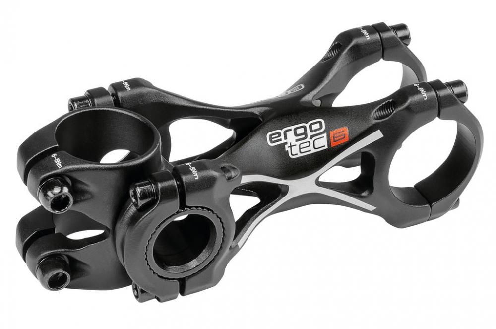 Schwarzer Ergotec Swell-XR Ahead Fahrradvorbau aus Aluminium.