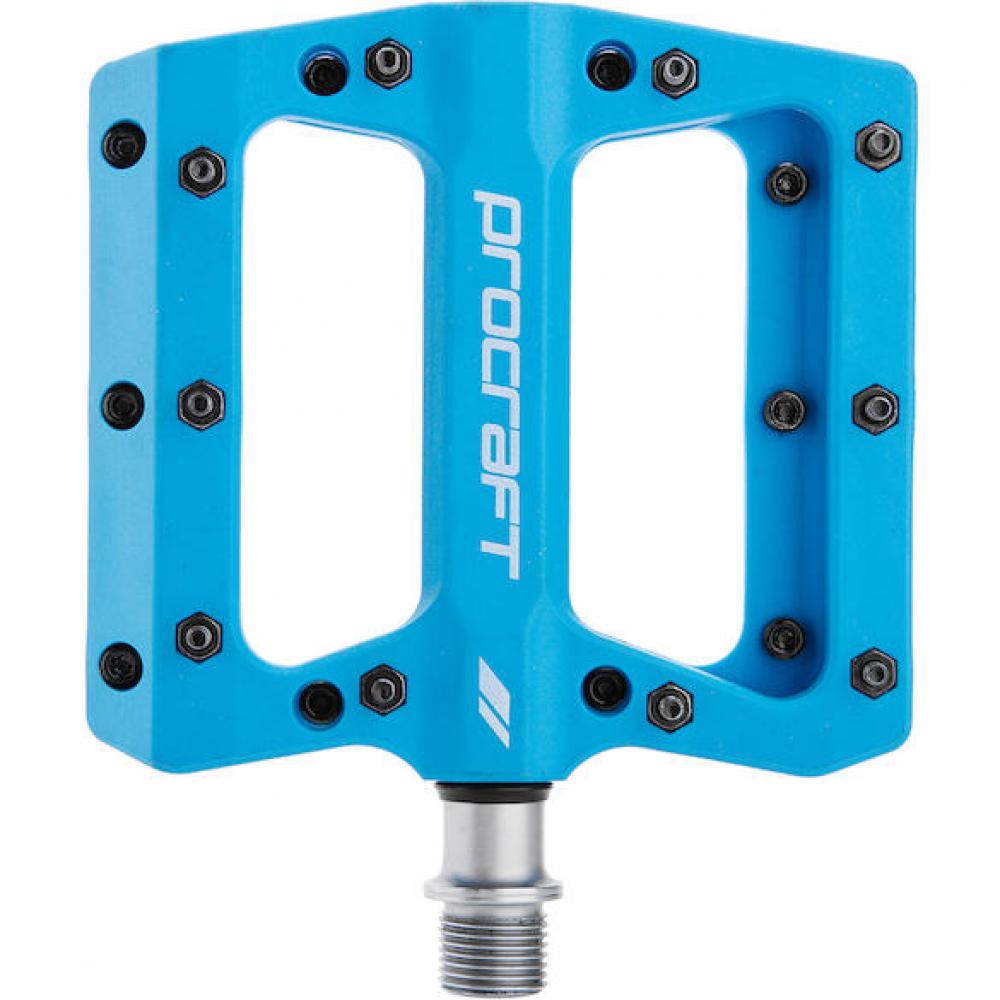 Procraft Pedale Flat Grip Essential Kunststoff 113 x 105 mm Blau - sicherer Halt auf jedem Trail