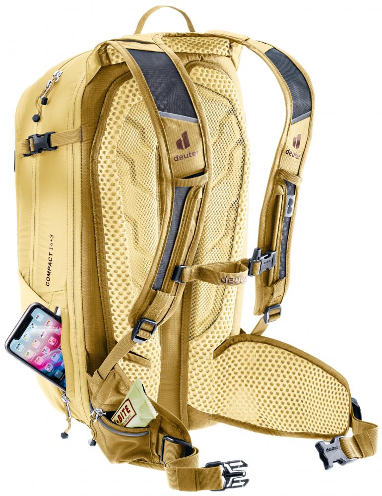 Deuter Compact EXP 14+3 Fahrradrucksack 14 Liter Savanna-Dune - Airstripes-Rückensystem