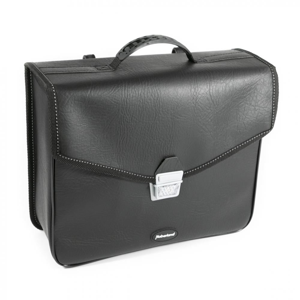 Haberland Einzeltasche Kunstleder 14l Hans schwarz - formstabile Fahrradtasche mit Tragegriff