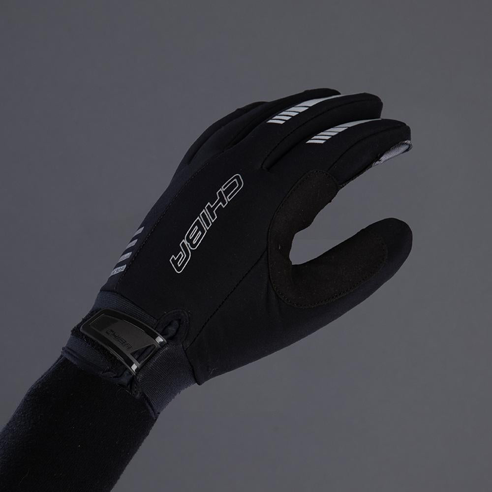 CHIBA Competition Plus - Winter-Radhandschuhe, winddicht, atmungsaktiv, Touchfinger, Gr. 7, schwarz