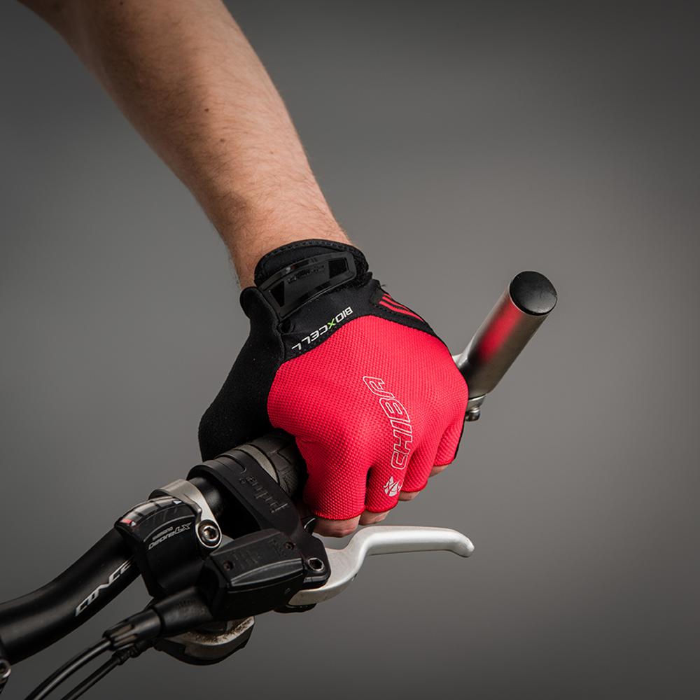 CHIBA BioXCell Air - Radhandschuhe kurz, rot, L, atmungsaktiv mit Gelpolster