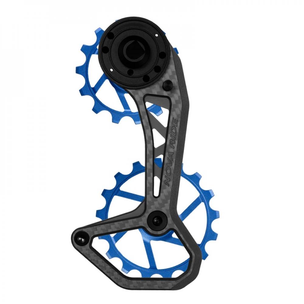 Nova Ride CCD EVO 12s Sram AXS Schaltwerkskäfig Blau - 78g Carbon Käfig mit Keramik-Lagern