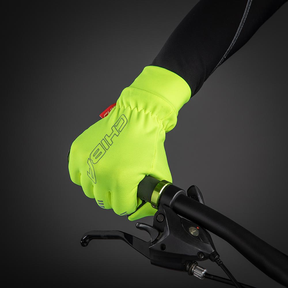 CHIBA Thermofleece - Radhandschuhe neongelb, atmungsaktiv, Touchfinger, Größe M