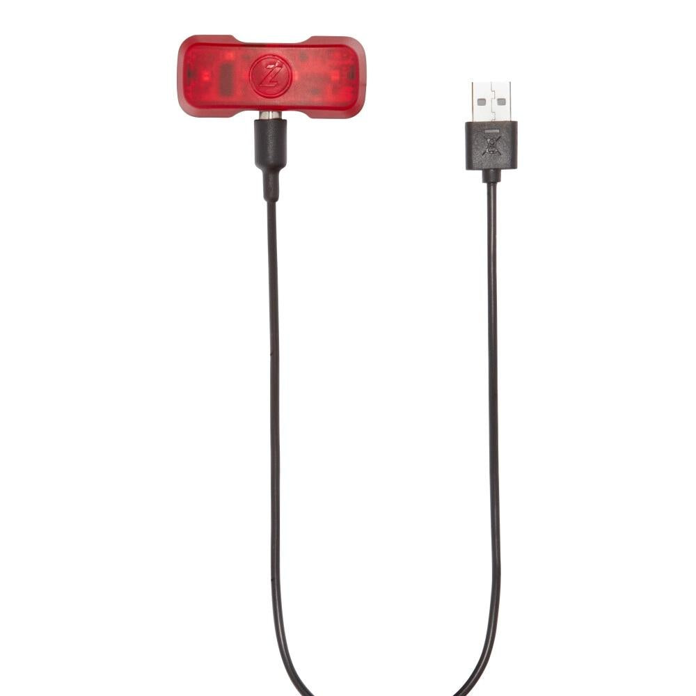 Rotes Lazer Universal LED-Helm-Rücklicht mit USB-Ladekabel für mehr Sichtbarkeit.