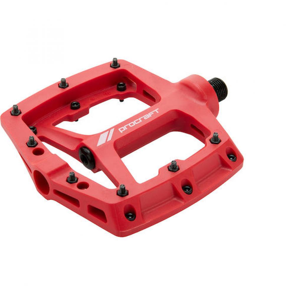 Procraft Pedale Flat Grip Advanced Kunststoff 117 x 114 mm Rot - maximaler Grip und Kontrolle