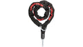 TRELOCK Plug-In-Kette ZR 355, flexibles schwarzes Kettenschloss mit rotem TRELOCK-Logo und Stecker für Rahmenschloss.