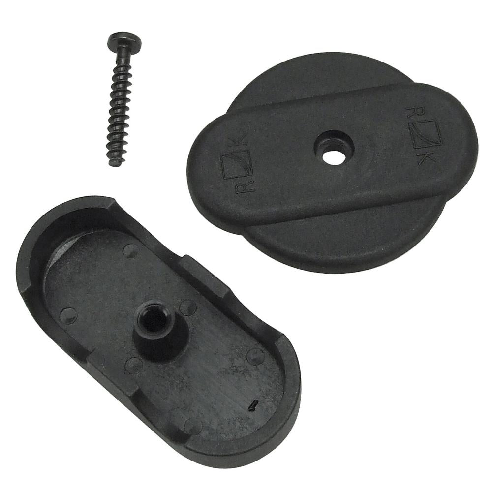 KLICKfix KorbFix-II Korb-Befestigung schwarz mit Schraube und Einzelteilen für Fahrradkörbe.