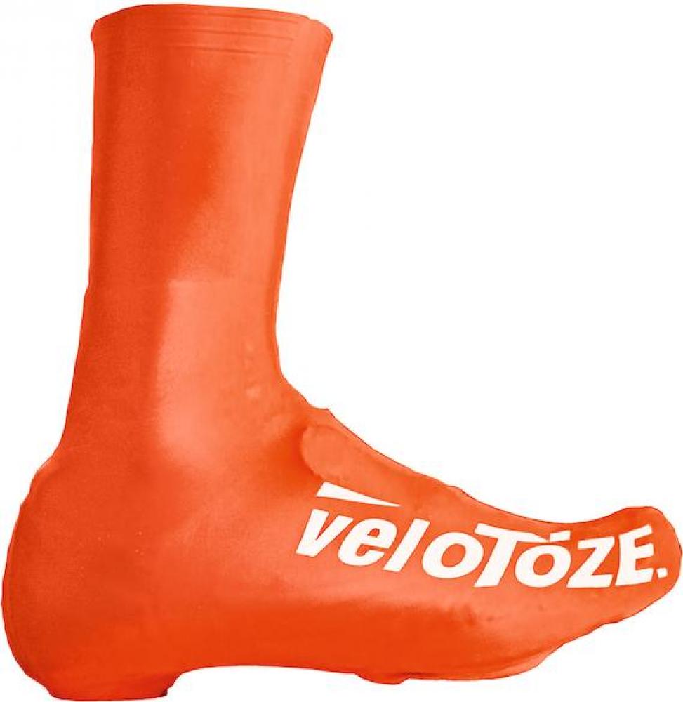 VeloToze Überschuh lang orange S - wasserdichter Aero-Überschuh für kalte Tage