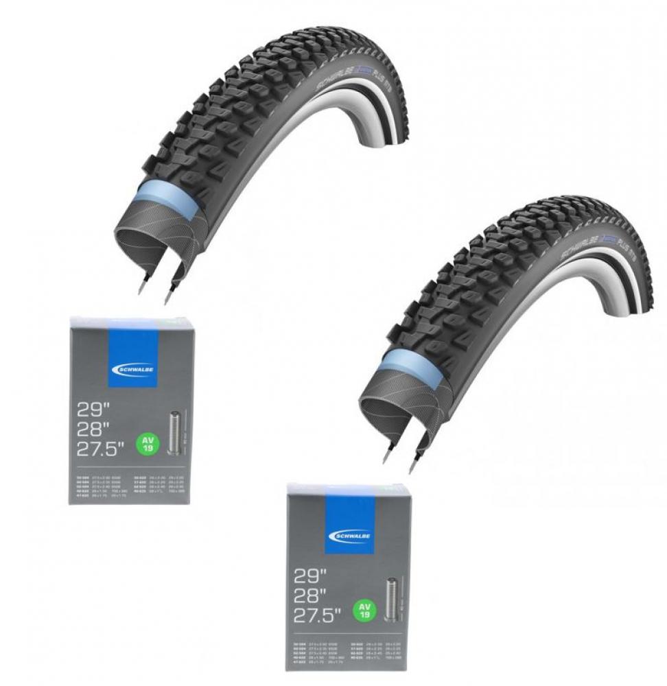 Schwalbe 2x Drahtreifen MARATHON PLUS MTB 27.5x2.25 + 2x Schwalbe Schlauch AV19