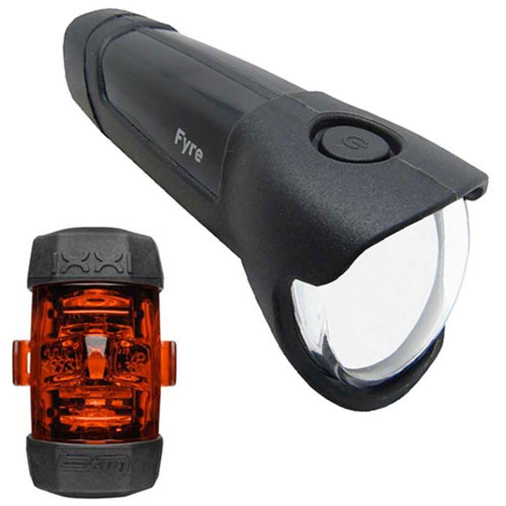 Busch + Müller IXON Fyre + IXXI LED Fahrradbeleuchtungsset, 30 Lux Frontlicht, USB-aufladbar, StVZO-zugelassen, inkl. Halterungen
