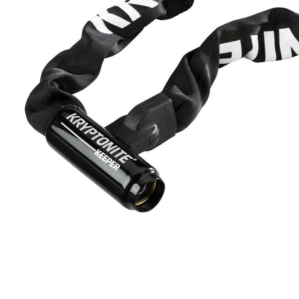 Schwarzes Kryptonite Keeper 712 Kettenschloss mit Zahlenkombination, 120 cm, robust und flexibel.