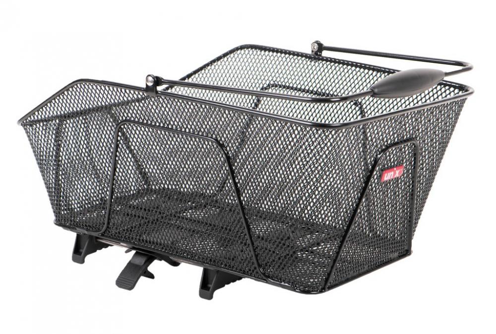 Unix Rosetto TopKlip Hinterradkorb, schwarz, 47x30x20 cm, 20 l Volumen, engmaschiges Stahlgewebe, längsorientiert, TopKlip-Befestigung, max. 10 kg Belastung