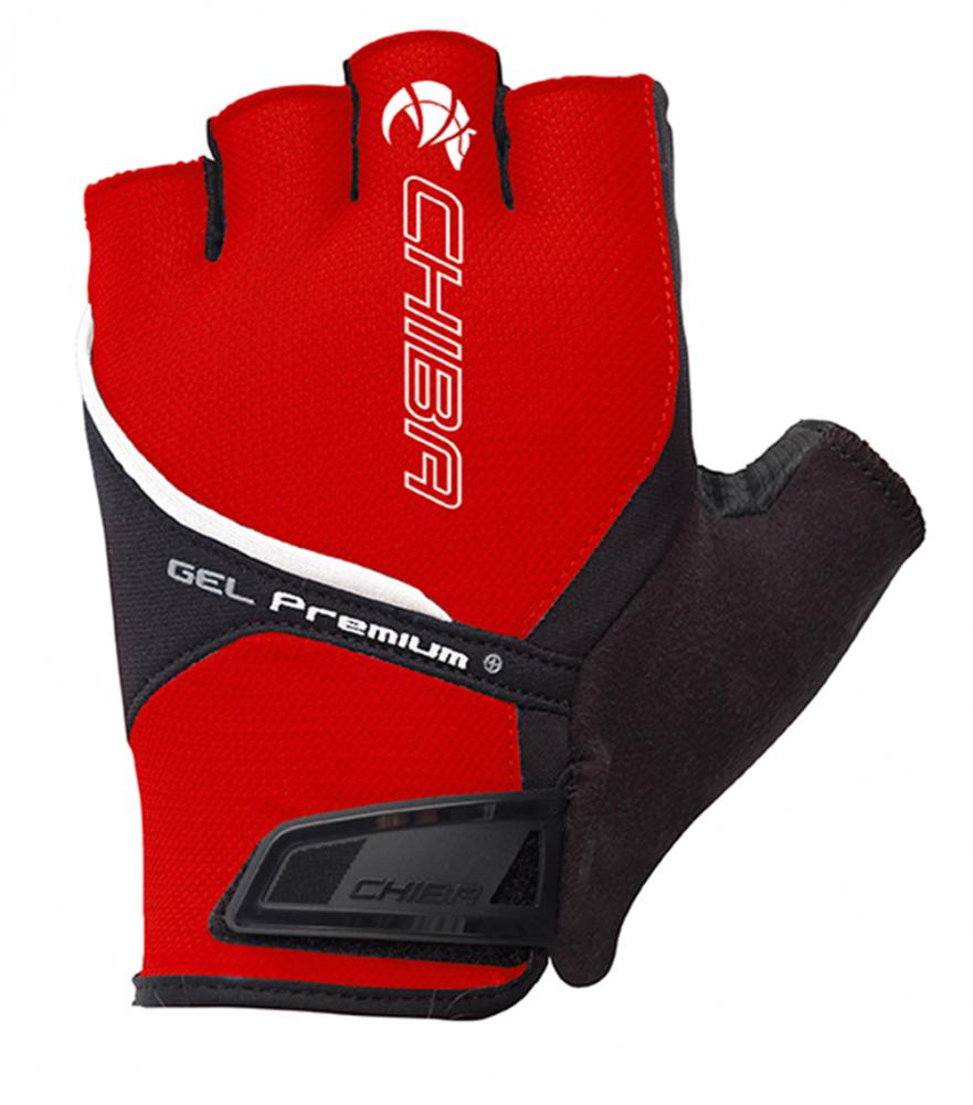 CHIBA Gel Premium - Radhandschuhe XS rot mit Poron-Gelpolsterung