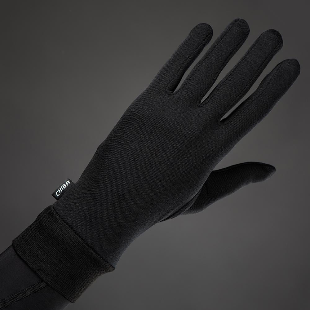 CHIBA Seiden Handschuh - Unterziehhandschuh schwarz XL, Touchfinger, extra leicht