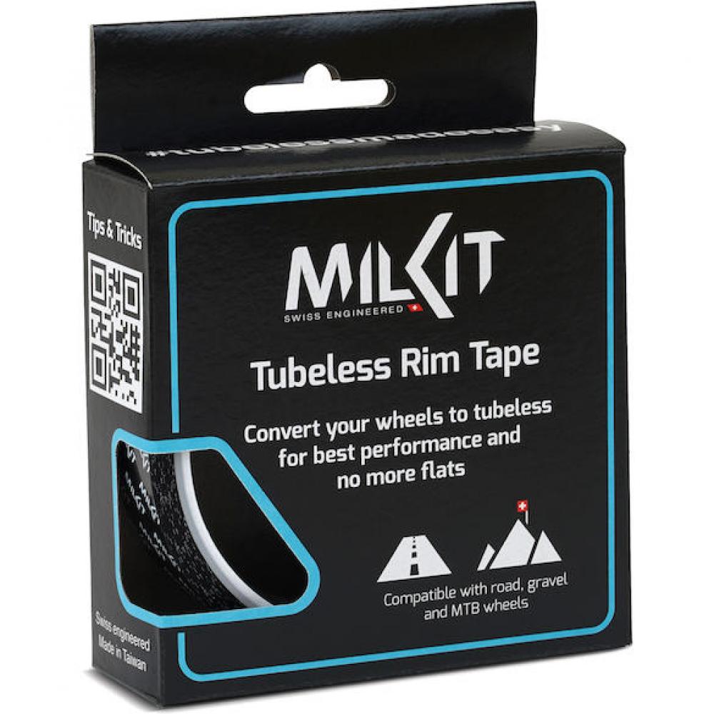 milKit Tubeless Felgenband DT6 10 m / 35 mm Schwarz-Weiß - Extra starker Kleber für zuverlässige Abdichtung