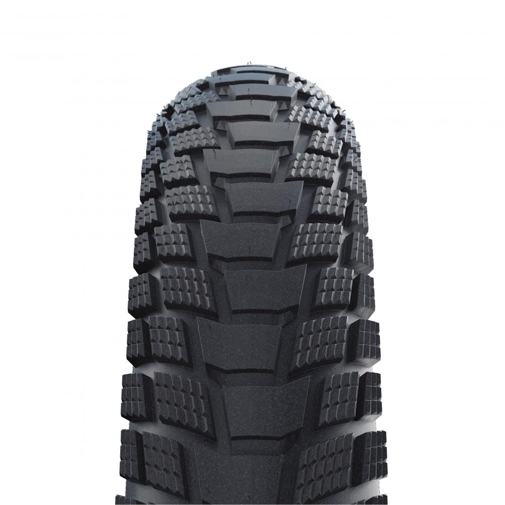 Schwarzer Schwalbe Pick-Up E-Cargo-Bike Reifen 18x2.15" mit robustem Profil, pannensicher.